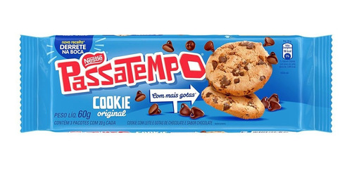 Cookie Passatempo Leite Com Gotas De Chocolate 60g