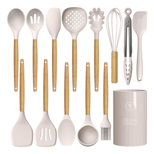 Set De 14 Utensilios De Cocina De Silicona, Resistente Al Ca