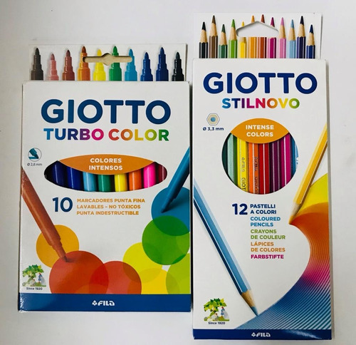 Combo Kit Giotto 10 Marcadores Turbo +12 Pinturitas Stilnovo