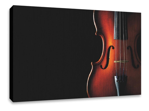 Cuadro Decorativo Canvas Violin Fondo Negro 120x80 Música