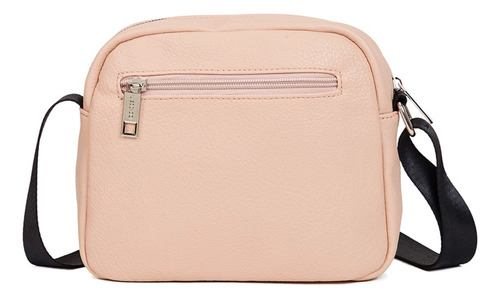 Morral Lexico L425 Eco Cuero Bolsillos Frente Y Antirrobo Acabado de los herrajes Níquel Color Nude Correa de hombro Negro Diseño de la tela Liso