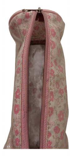 Cartuchera Individual Plastificada Rosa Con Diseño Flores Rosa Claro Floreada (Usado)