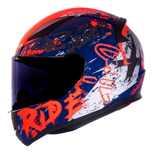 Capacete Ls2 Ff353 Rapid Naughty Azul/laranja-flúor Novo