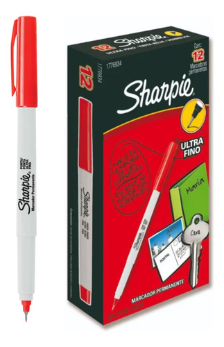 Kit Sharpie 12 Canetas Marcador Permanente Ponta Ultra Fina