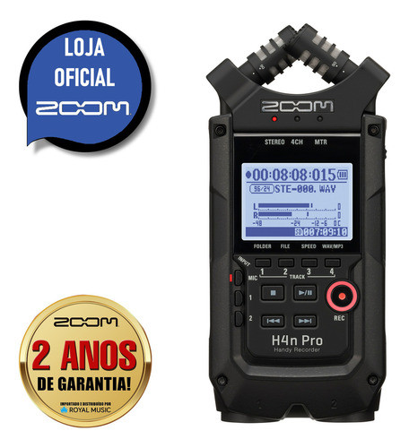 Gravador de voz digital Zoom H4N Pro preto