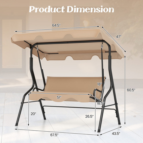 Columpio Para Patio Exterior De 3 Plazas Beige Gpl
