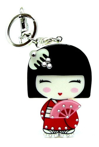 Chaveiro Boneca Kokeshi Japonesa Gueixa Strass Hachi8