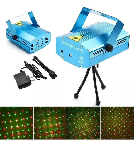 Mini Laser Stage Lighting Projetor Raio Holografico Dj Festa