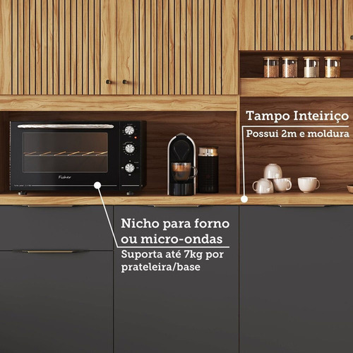 Cozinha Compacta Com 8 Portas 2 Gavetas E Mini Adega