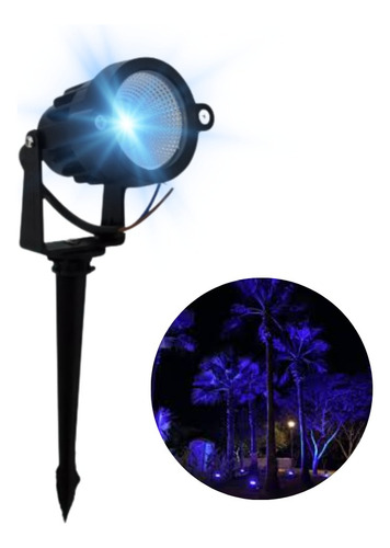 Estaca Para Jardín Lampara Led 12w Luz Azul Para Exteriores