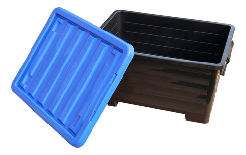 Caja Contenedor Almacenamiento Plástico 48 Litros Con Ruedas Color Azul