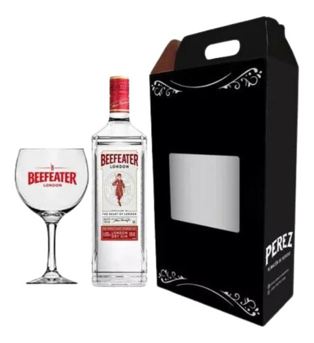 Kit Gin Beefeater London 700ml + Copa Estampada Pérez Tienda