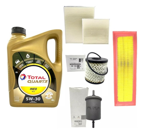 Kit Filtros + Aceite 5w30 Total Ineo Peugeot 208 1.6 Thp