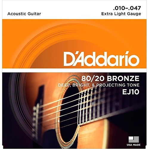 Imagen 1 de 3 de Encordado Para Guitarra Acústica Daddario Ej10 Bronce 10-47