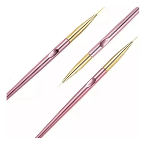 Kit 3 Pincel Ultra Fino Gold Rose Francesinha Decoração Unha