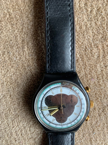 Relogio Swatch, Cronografico,anos 90, Otimo Estado,pul.couro