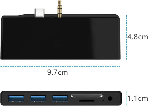 Usb C Hub Adaptador Pad Pro 2018 / Microsoft Surface Go 1/2