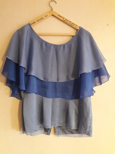 Traje De Folclore Estilizado De Seda Lavada Azul Francia