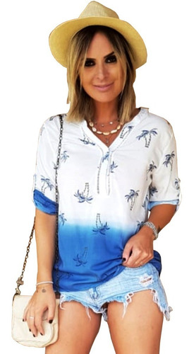 Blusa Top Maga 3/4 Roupas Femininas Baratas Moda Praia  2501