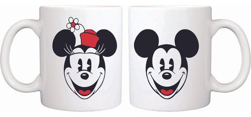 Taza Blanca Minnie Y Mickey Mouse Clásicos