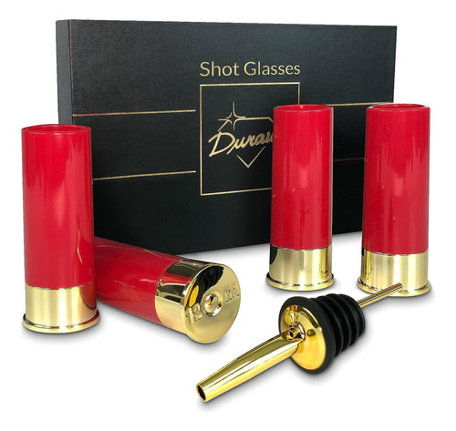 Vaso Durawe Company 12 Gauge Shot Glass Set Shotgun De 1.5ml Color Rojo Pack5 Unidades