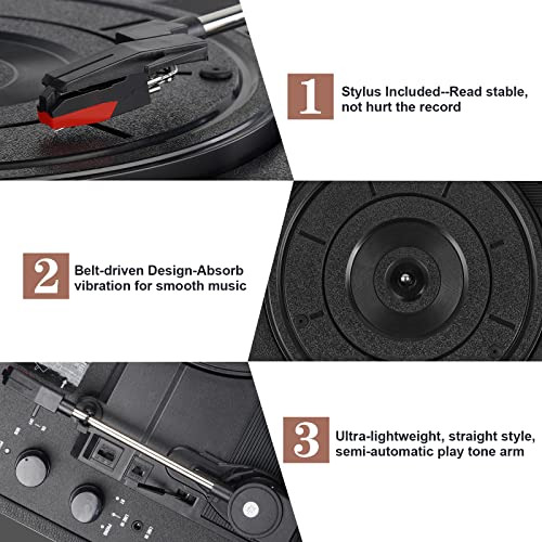 Tocadiscos Bluetooth Vintage Pack: Porttil, 3 Velocidades
