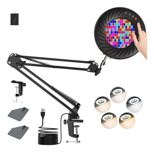 Lupa Iluminada 10x Lámpara De Escritorio Con 144 Led Regulab