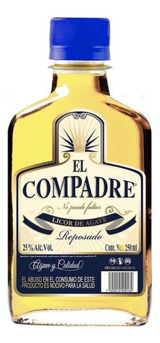 Pack De 4 Licor De Agave El Compadre 250 Ml