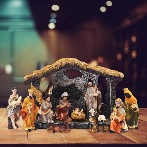 Nacimiento Navideño Tradicional 12 Piezas (resina Fina) Herm