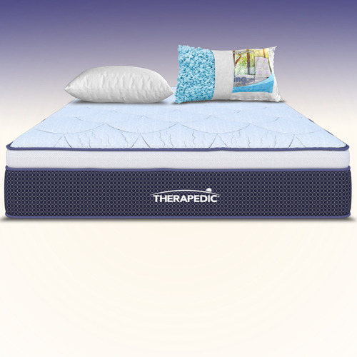 Colchón Queen Size Therapedic Balder Espuma Hipoalergénica Premium De Alta Densidad + 2 Almohadas Memory Foam