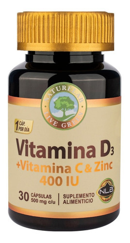 Vitamina D3 + Vitamina C e Zinco 400 UI 60 cápsulas Naturelab Sabor sem sabor