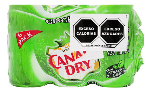 3 Pack Refresco Ginger Ale Canada Dry 237 Ml