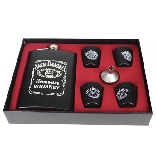 Cantil Jack Daniels Black Porta Bebida + 4 Copos Presente