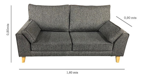 Sillon Grey 2 Cuerpos Chenille Premium Sofa Dadaa