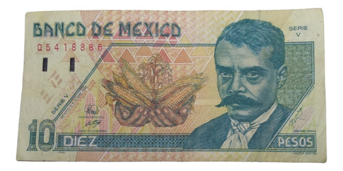 Billete México Emiliano Zapata 10 Pesos Años 90's