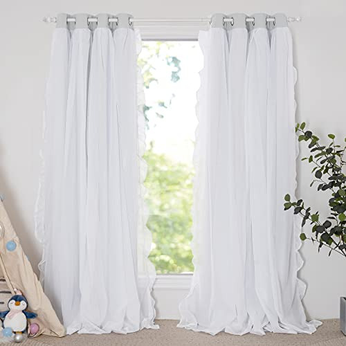 Cortinas Shabby Chic De Doble Capa Para Dormitorio 132x213 C