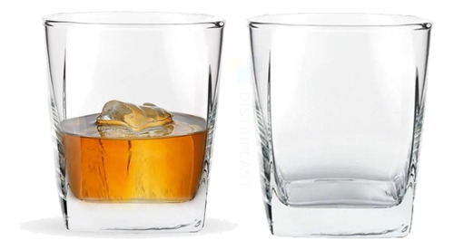 Vaso De Vidrio Cuadrado Whisky 270cc X12u