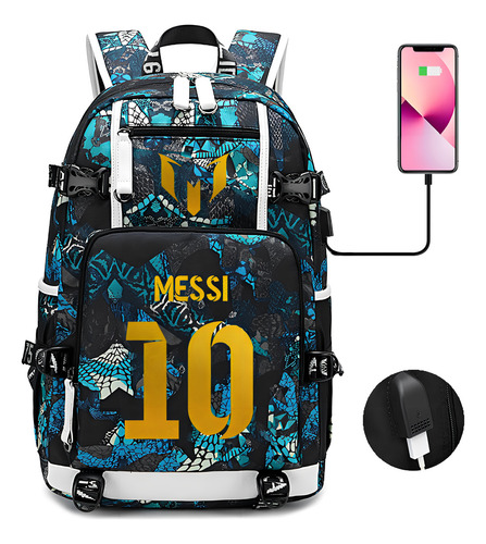 Mochila Escolar Transfronteriza Messi Luminosa, Mochila Neym Color 1 (1) Diseño De La Tela 15*30*47