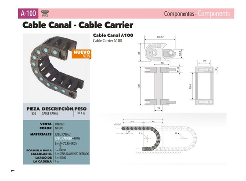 Cadena Portacable A 100 - Cable Canal Por Mts 3d Cnc