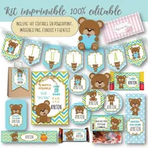 Comprar Kit Imprimible Osito Mod.9 100% Editable Deco Y Candy Bar