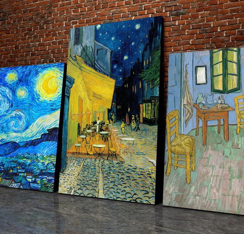 Set De Cuadros Obras De Arte Van Gogh Canvas Artístico 3pz