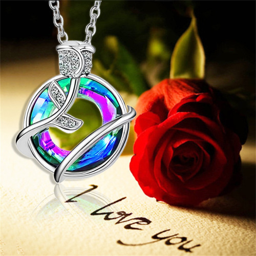 B Necklace Magical Colorful Cubic-zirconia Rose For Women Gr