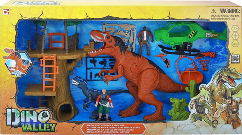 Playset Dinosaurios Luz Y Sonido + Helicóptero + Accesorios