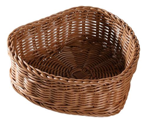 Cesta De Ratán De Imitación En Forma De Corazón Tejida S