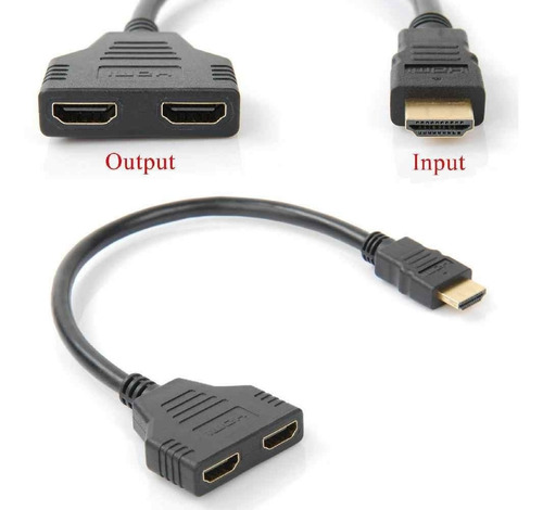 Imagen 3 de 8 de Cable Adaptador Hdmi A 2 Hembra Splitter X 2 Monitores 1080p