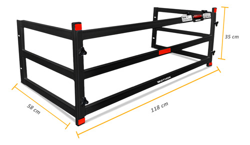 Extensor Caçamba Ranger 2022 2023 Divisor De Cargas Preto