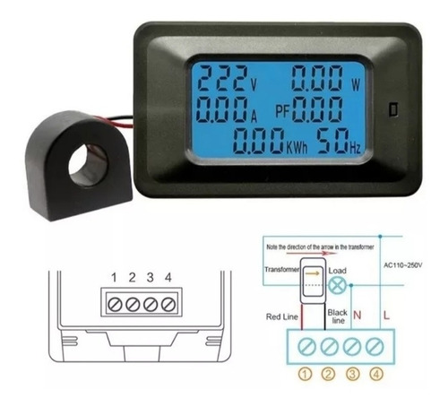 Vatímetro 120v 100 A Contador Kwh Medidor Amperímetro Ac