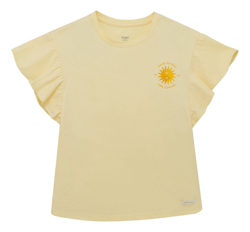 Camiseta Manga Corta Con Bolero Recogido Para Niña Amarillo 