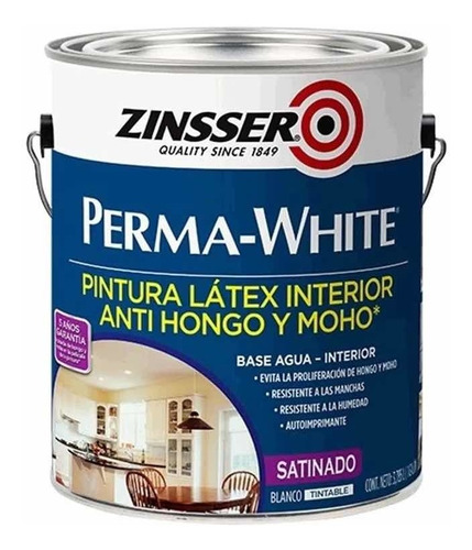 Pintura Latex Satinado Perma White X 1lt Zinsser - Gran