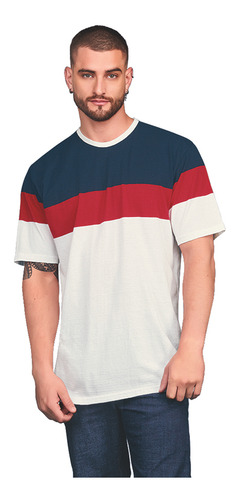 Playera Hombre Casual De Bloques Con Manga Corta 361-69